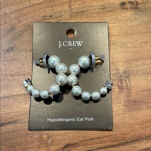 J.Crew Pearl Bow Earrings with Crystal Accents